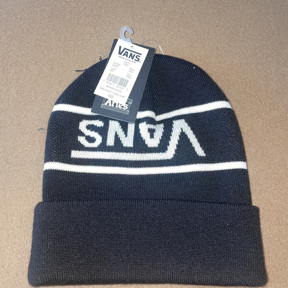 Vans Vault X Aries Unisex Black Logo Beanie Hat Size One Size Fits All NEW